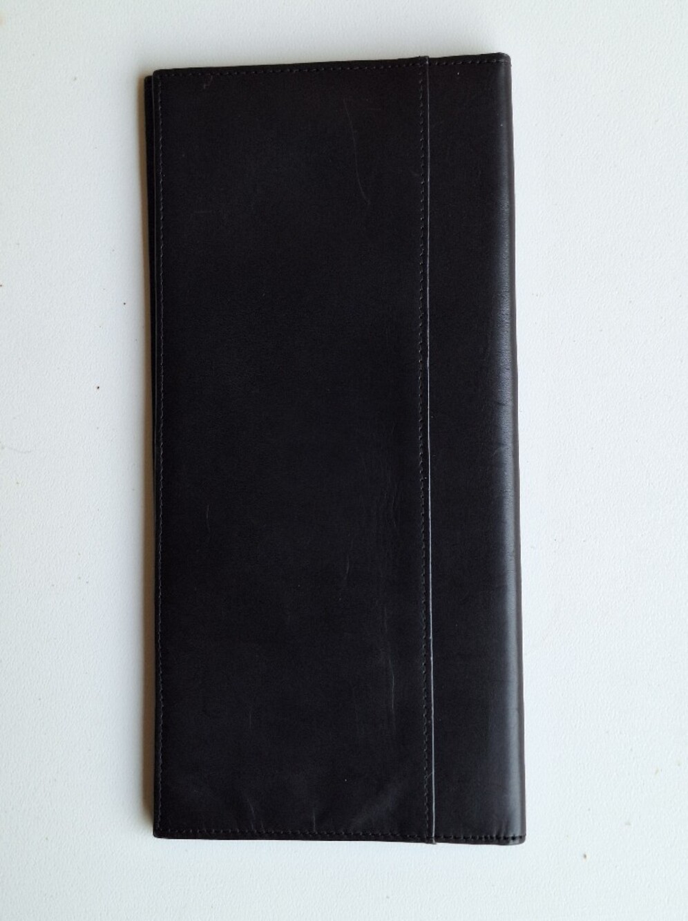 MERCEDES BENZ Leather Checkbook Cover Black Bifold Document Wallet Case 9x4.5